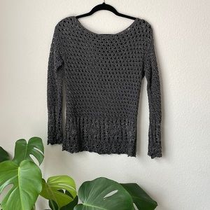 Jeanne Pierre Crochet Blouse - Dark grey and sparkly